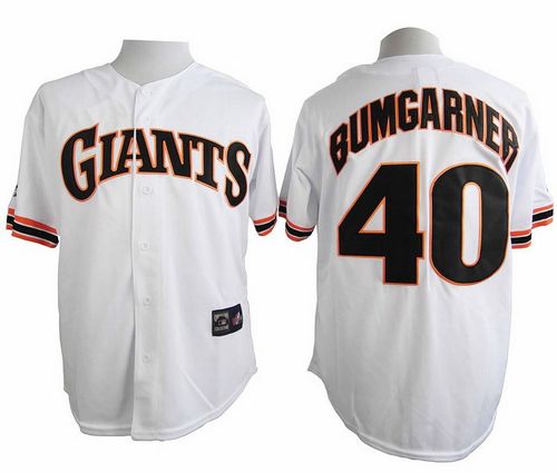 Giants #40 Madison Bumgarner White 1989 Turn Back The Clock Stitched MLB Jersey - Click Image to Close
